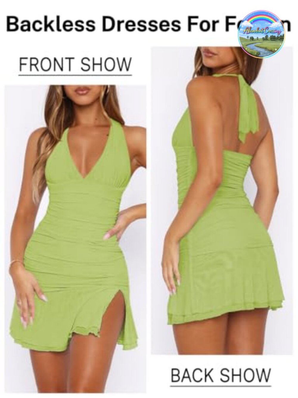 Women's Halter Neck Bodycon Mini Dress with Ruched Bow Tie Detail